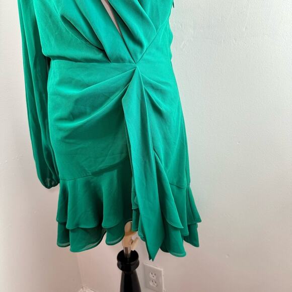 Michael Costello x Revolve Sunny Emerald One Shoulder Cut Out Mini Dress Large - Picture 9 of 13